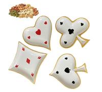 BAFRA Cool Enamelled Metal Playing Card Dishes, Ceramic Dried Fruit Plate, Playing Card Motif Hand-Painted Dish Set, for Playing Pieces, Snacks