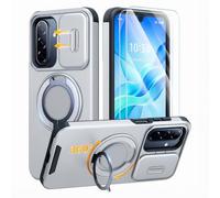 BAFUGU Case for Samsung Galaxy A18 with Screen Protector and Camera | 360° ring stand, 2 x 9H protective film included, sliding camera protection, shockproof and scratch-resistant