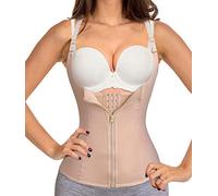 Bafully Womens Underbust Corset Waist Trainer Steel Boned Sport Workout Body Shaper Cincher Back Support (S, Beige Tank Top)
