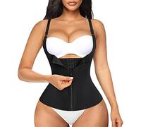 Bafully Womens Underbust Corset Waist Trainer Steel Boned Sport Workout Body Shaper Cincher Back Support (S, Black with adjustable straps)