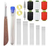 Bafutayawa 37Pcs Sewing Tool Set, Big Eye Steel Sewing Needle Kit, Threader and Needle Repair Kit Stainless Steel Needles for HandSewing