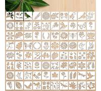 Bafutayawa 80 Piece Stencil Set, 7.6x7.6cm Reusable Flower Butterfly Stencils, Nature Templates for Wall and Textile Design