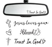 Bafutayawa Christian Car Stickers Set of 6, Trust in God Decals for Mirrors Windows Laptops Motorbikes Black