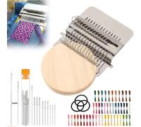Bafutayawa Mini Knit Loom, Wooden Darning Loom & Mending Loom, Mini Loom for Clothing and Socks, DIY Repair Set,including 15 randomly selected threads from a range of 45 colours