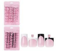 Bafutayawa Professional Press-on Nails Set, French Design, Artificial Full Cover Nails, 120 Pieces for Hands & Feet, 15 Sizes