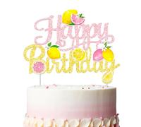 Bafutayawa Rose Gold Glitter Lemon Happy Birthday Cake Topper, Cake Decoration for Summer Fruit Theme Party