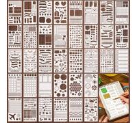 Bafutayawa Stencil Set 36 Pieces Plastic Reusable Stencil Letters Numbers Banners for Journal Planner Notebook Painting DIY