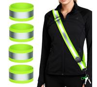 Bafutayawa Zosutetoxo Reflective Band Set with 4 Armbands, Adjustable Safety Sash as Warning Vest Bicycle Alternative, Reflectors for Kids Walking to School & Jogging, a thoughtful Gift