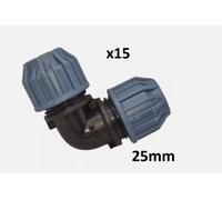 Bag 15 MDPE Granit Jason Polypropylene Plastic Elbows 25mm x 25mm - Incl VAT