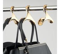 Bag-a-Vie Purse Hanger for Closet - Handbag Organizer Hooks for Hanging Bags & Purses, Protecting Bag Shape & Organizing Space (3 Hanger, Gold Metal)