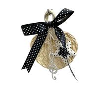 Bag Accessory Charm with Woven Fan Ornament Star Accent, Black