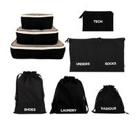 Bag-all Packing Cubes for Travel | Luggage Organizers for Suitcase | Travel Storage Cubes for Organizing | Luggage Organizer Bags | Traveling Essentials | Pack of 8 | Black
