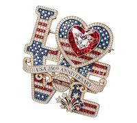 Bag and Scarf Accent Brooch Pin with 250th Anniversary LOVE Theme, Patriotic Acrylic Pin Back Accessory for Daily Wear, and Outerwear