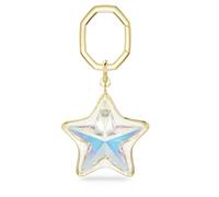 Bag charm, Mixed cuts, Star, White, Gold-tone plated