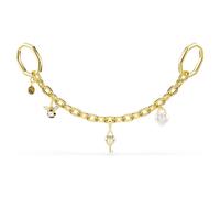 Bag charm, Mixed cuts, White, Gold-tone plated