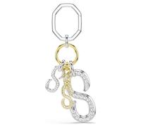 Bag charm, Round cut, White, Mixed metal finish