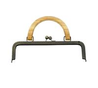 Bag Clutch Frames 20/25cm Metal Square Embossed/Smooth Purse Frames Kiss Clasp Wooden Handle DIY Bags Sewing Brackets Screw Wallet Framework(Natural-Emboss-25cm,1Pc)