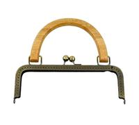Bag Clutch Frames 20/25cm Metal Square Embossed/Smooth Purse Frames Kiss Clasp Wooden Handle DIY Bags Sewing Brackets Screw Wallet Framework(Natural-Emboss-20cm,1Pc)
