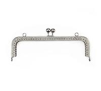 Bag Clutch Frames 20CM Rectangle Embossing Beads Kiss Metal Purse Frame Clasp for DIY Bag Women's Clutch Bags Accessorie(20CM Silver)