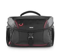 Hama Camera Bag for Digital SLR and System Cameras with Accessories, Holder for Camera Tripod, Tablet Compartment, Rain Cover, Padded, Carry Handle, Trolley Strap, Wipe-Clean Base, Black, red,