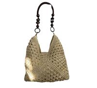 Bag for Women Handmade Wicker Purse Circle Square, Cotton Rope Knit Bags Retro Boho Handbag