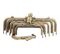 Bag Handles DIY Antique Bronze Flower Metal Purse Frame Handle for Clutch Bag Kiss Clasp Lock Sewing Craft Accessories(18cm)