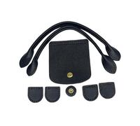 Bag Handles for Crochet DIY Bag Making Set with Holes Flap Cover Crochet Bag Making Set for Tote Patchwork Bag Parts Handmade, Black
