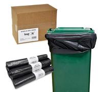 Bag It Plastics 100 Black Wheelie Bin Liners 240L - Leak Proof & Tear Resistant | Medium Duty Refuse Sacks & Large Bin Bags for Gardens and Outside Bins | 30” x 46” Wide x 53” Long.