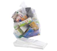 Bag it Plastics 100 Clear Recycling Bin Bags - 64 Gauge Bin Liners, Clear Plastic Bags for 40L-90L Bins, Ideal for Recycling and Waste - Large Refuse Sacks 18” x 29” x 39”