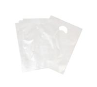 bag it Plastics 25 Clear Carrier Bags with Handles 10" x 14" + 4" - Heavy Duty Varigauge Punched Handle - Strong Shopping Bags for Shops, Gifts & Takeaway