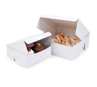 bag it Plastics 250 White Cake Boxes 7 x 7 x 3 Inch - Strong Cardboard Cake Box with Lid (175 x 175 x 75mm) - Food Safe Flat Packed Cake Packaging for Bakery, Takeaway, Wedding & Birthday
