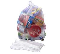 Bag it Plastics 50 Heavy Duty Clear Recycling Bin Bags - 140 Gauge Strong Bin Liners, Clear Bin Bags for 40L-90L Bins, Ideal for Recycling and Waste - Refuse Sacks 18” x 29” x 39”