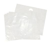 bag it Plastics 500 Clear Carrier Bags with Handles 22" x 18" + 3" - Heavy Duty Varigauge Punched Handle - Large Heavy Duty Plastic Shopping Bags for Retail