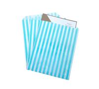 Bag It Plastics Candy Stripe Paper Sweet Bags | Aqua Blue | 7" x 9" / 175x225mm | Pack of 100 | Multipurpose Use for Sweets, Popcorn, Wedding Favours, Pick and Mix & Cookies!