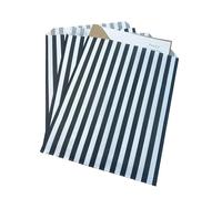 Bag It Plastics | Candy Stripe Paper Sweet Bags | Black | 7" x 9" / 175x225mm | Pack of 100 | Sweet Bags, Popcorn Bags, Wedding Favours, Pick and Mix Bags & Cookie Bags | Premium UK Made Bags!