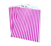 Bag It Plastics | Candy Stripe Paper Sweet Bags | Pink | 10" x 14" / 250x350mm | Pack of 50 | For Popcorn, Wedding Favours, Pick and Mix & Cookies | Premium UK Made