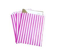 Bag It Plastics Candy Stripe Paper Sweet Bags | Pink | 7" x 9" / 175x225mm | Pack of 200 | Multipurpose Use for Sweets, Popcorn, Wedding Favours, Pick and Mix & Cookies!