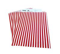 Bag It Plastics | Candy Stripe Paper Sweet Bags | Red | 250mm x 350mm / 10" x 14" | Pack of 50 | Sweet, Popcorn, Wedding Favours, Pick and Mix, Cookie Bags | Premium UK Made