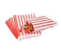 Bag It Plastics Candy Stripe Paper Sweet Bags | Red | 5" x 7" / 125x175mm | Pack of 50 | Multipurpose Use for Sweets, Popcorn, Wedding Favours, Pick and Mix & Cookies!