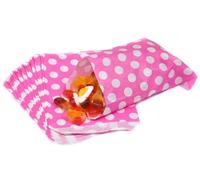 Bag It Plastics Polka Dot Paper Sweet Bags | Pink | 7" x 9" / 175x225mm | Pack of 100 | Multipurpose Use for Sweets, Popcorn, Wedding Favours, Pick and Mix & Cookies!