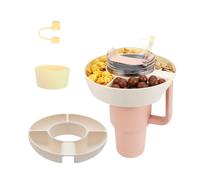 BAG.IT Snack Tray for Stanley Cup 40oz | 4 Silicon Compartments Tray Stanleys Accessories kit, Bottom Grip & Straw Cover Caps, Fits 40 oz Quencher H2.0 Cup - Stanley Compatible Snack Bowl (Cream)