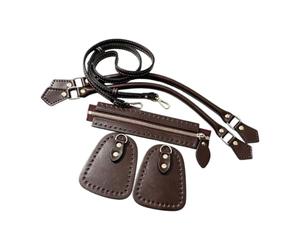 Bag Making Accessory Set with PU Leather Look Handles, Adjustable Strap and Zipper Panel for Crochet Purse Projects Crochet Purse Hardware Woven Handbag Supplies Satchel Components Replacement Bag
