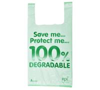 Bag Market | 100 x Jumbo Heavy Duty 100% Degradable Carrier Bags - 12" x 19" x 23" | Ideal for Supermarket Shopping, Vest Style Plastic Bags
