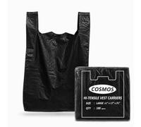 Bag Market | 100 x Strong Black Vest Carrier Bags 18 Micron, 11 x 17 x 21