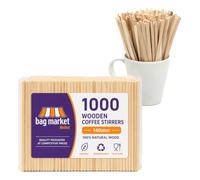 Bag Market | 1000 x Wooden Drink Stirrers - 5.5" / 140mm | 1 Pack