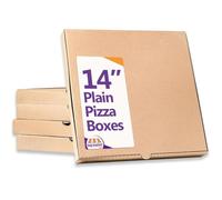 Bag Market | 14" Plain Brown Kraft Takeaway Pizza Boxes for Takeout Food, Cake, Doughnuts - 100% Recyclable - Sturdy Cardboard, Postal Box (14 Inch - 45 Boxes / 1 Pack)
