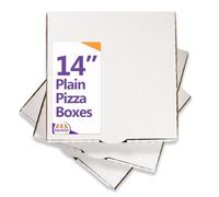 Bag Market | 14" Plain White Takeaway Pizza Boxes for Takeout Food, Cake, Doughnuts - 100% Recyclable - Sturdy Cardboard, Postal Box (14 Inch - 45 Boxes / 1 Pack)