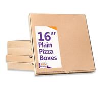 Bag Market | 16" Plain Brown Kraft Takeaway Pizza Boxes for Takeout Food, Cake, Doughnuts - 100% Recyclable - Sturdy Cardboard, Postal Box (16 Inch - 45 Boxes / 1 Pack)