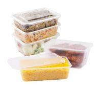 Bag Market | 50 x Plastic Food Containers with Lids - 1000ml / 35oz - Takeaway, Microwave, Freezer Safe, Boxes, Tubs, Meal Prep