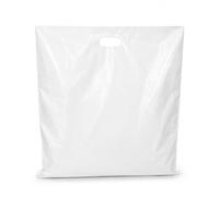 Bag Market | 500 x Large White Patch Handle Carrier Bags - 22" x 18" x 3" | Plastic Retail Bag with Patch Handle, Strong White Boutique Shopping Carrier Bags for Clothes, Gifts, Retail & Takeaway